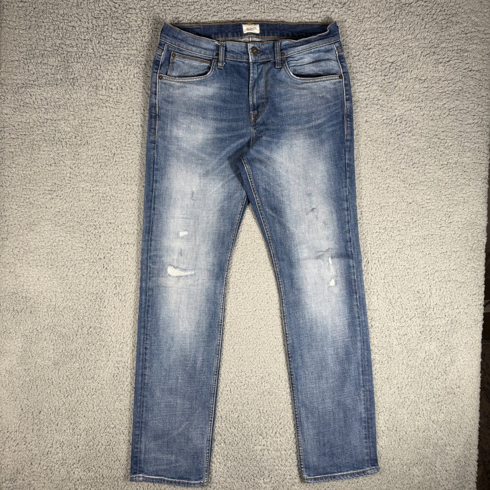 Hudson Byron Straight Jeans Mens Size 34x34 Blue Denim Pockets Stretch